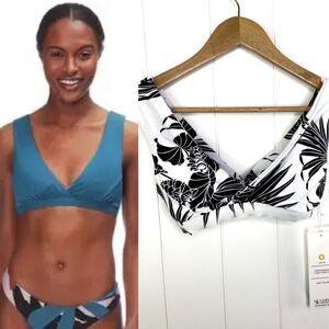 Carve Designs Black & White floral bikini top